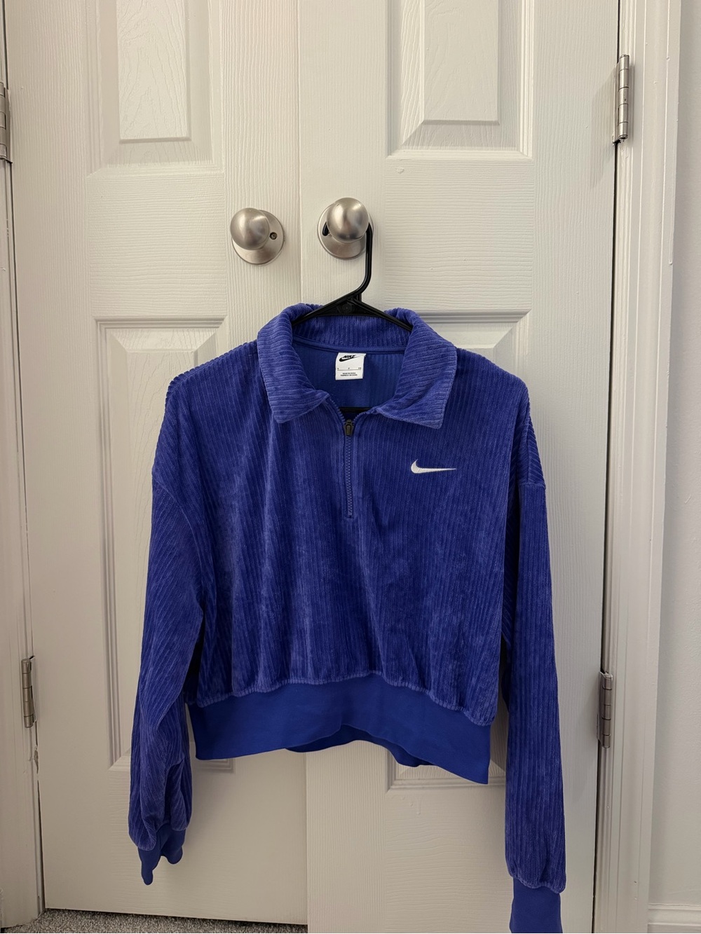 Nike Women's Royal Blue Corduroy Half-Zip Pullover Jacket